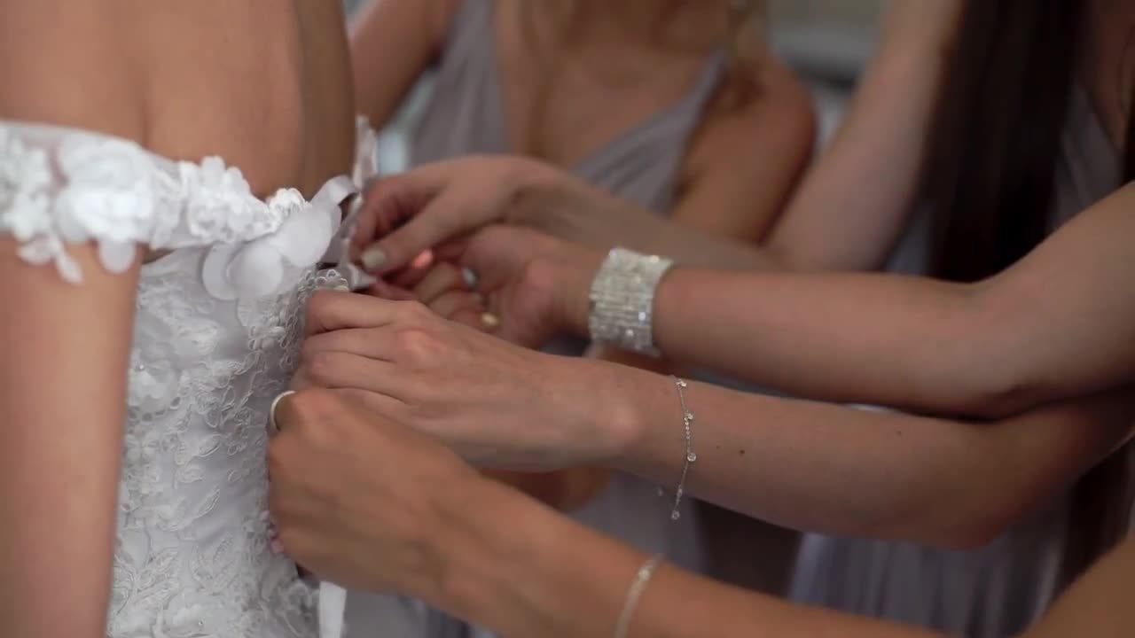 Bridesmaids Help Bride Stock Video Motion Array