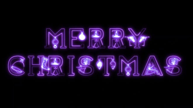 Happy New Year and Merry Christmas Elements 2022 Neon Animation 3d