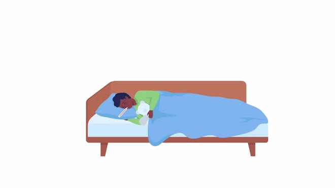 child sleeping in bed cartoon