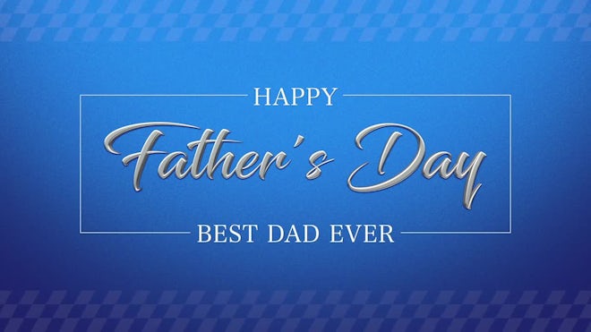 Happy Father's Day Word Art on blue animated background