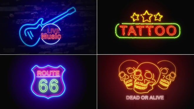 we are open neon sign animation video Template