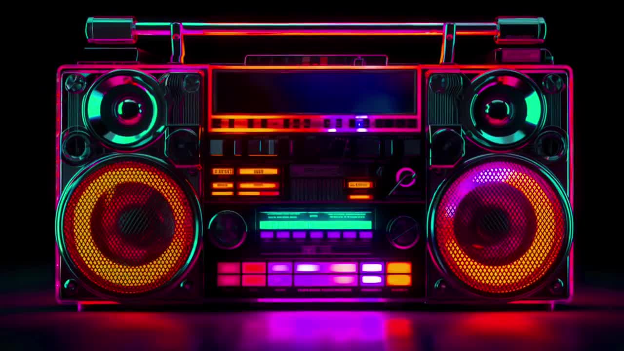Neon '80s Boom Box Loop by Spencer Whalen - Stock Video | Motion Array