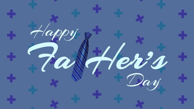 Happy Father's Day Word Art on blue animated background