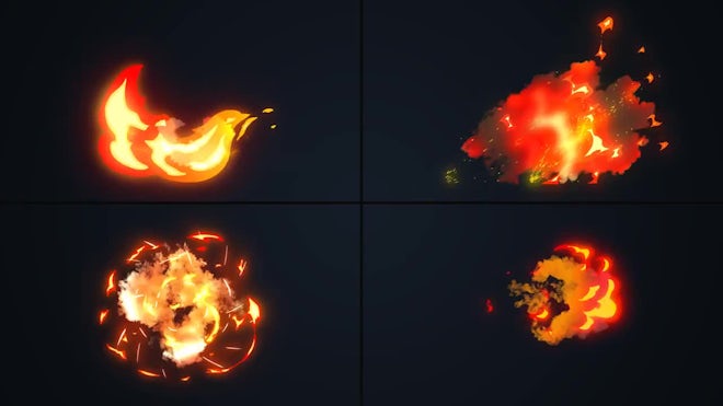 2D Cartoon Fire Transitions Pack - Stock Motion Graphics