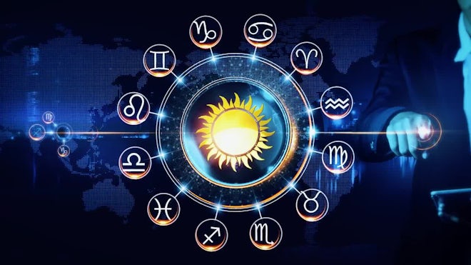 Rotating Wheel Of Indian And Western Zodiac Symbols - Stock Motion Graphics  | Motion Array