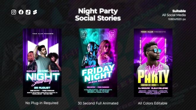 Escape Club Night Party Flyer Poster Social Media Post And Banner