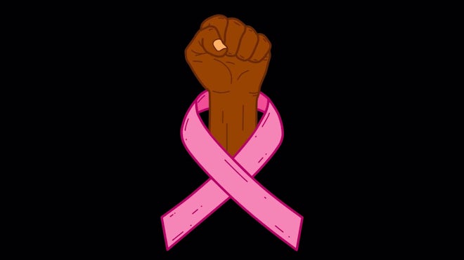 Breast Cancer Ribbon With Fist - Stock Motion Graphics