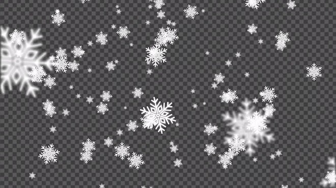 Large Snow Flakes Falling - Series of 5 + Loop, Elements Motion