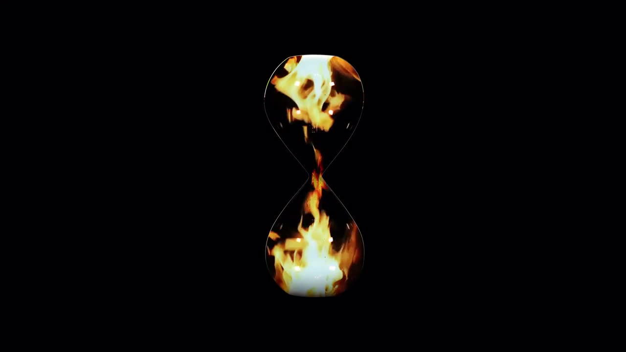 Flame in 2025 front of hourglass