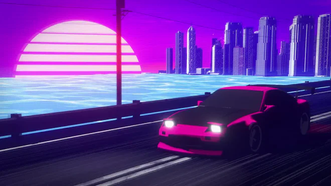 Retro Car Driving In A Seaside City - Stock Video | Motion Array