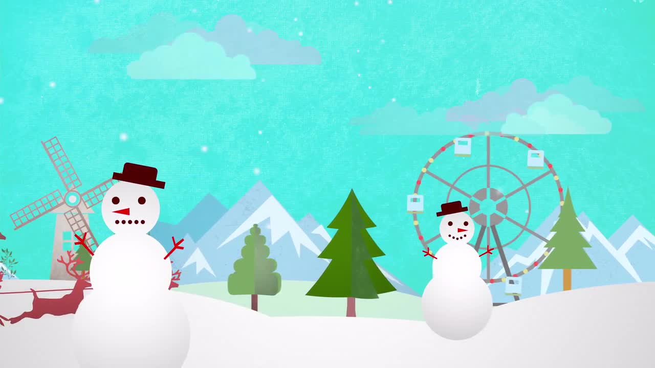 2D Snowman At Winter Mountains - Stock Motion Graphics | Motion Array