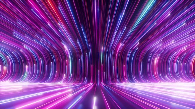 Abstract Neon Lights Endlessly Progressing on Black Background, Seamless  Loop. Animation Stock Illustration - Illustration of effect, curve:  222313009