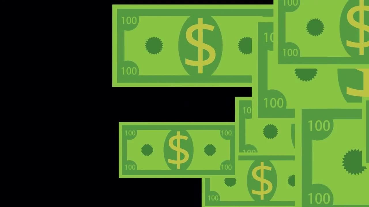 Cartoon 100 Dollar Bill Cash Money Transition On Alpha by Art