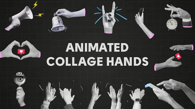Pack Of 10 Hand Gesture Collage Stickers On Alpha
