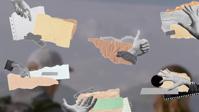 Pack Of 6 Hand Collages Lower Thirds On Alpha