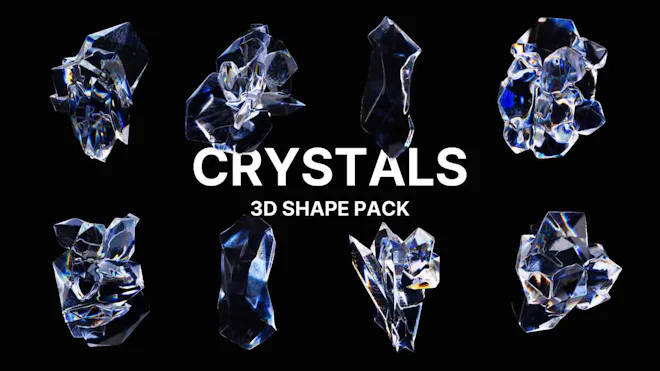 Pack Of 8 Crystals 3D Shapes On Alpha Loop