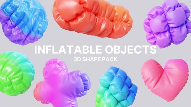 Pack Of 10 Inflatable Playful 3D Shapes On Alpha