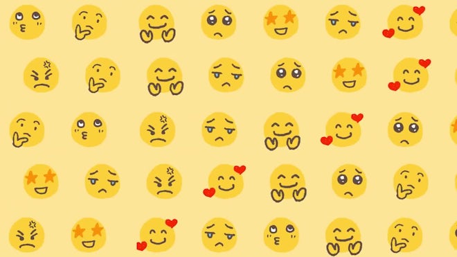 Fun Hand-Drawn Emoji Pattern Background Loop - Stock Video 
