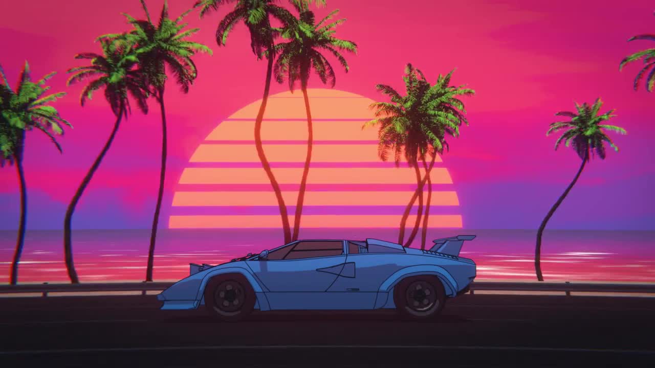 Retro Anime Car Driving Synthwave Loop by AeMachine - Stock Video