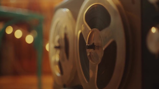 Close-Up View Of Vintage Reel-to-Reel Tape Recorder - Stock Video