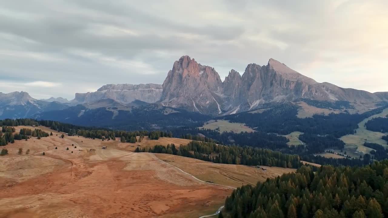 Italy Dolomites Snow Mountain Aerial View - Stock Video