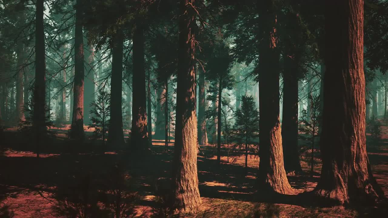 Sequoia Forest, Dense And Mysterious Woods. Dark Forest