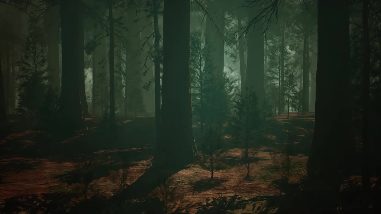 Sequoia Forest, Dense And Mysterious Woods. Dark Forest