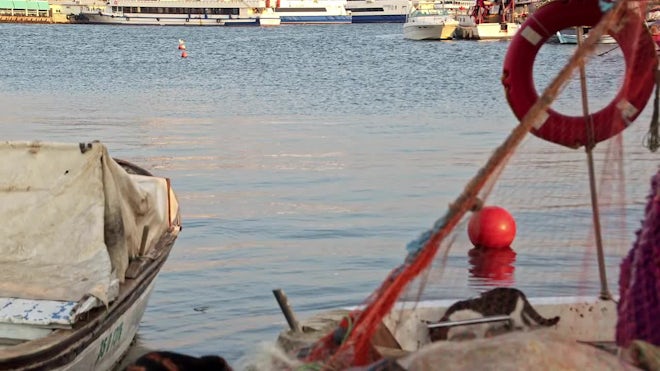 Fisherman Repairs Fishnets Fishing Lines - Stock Video