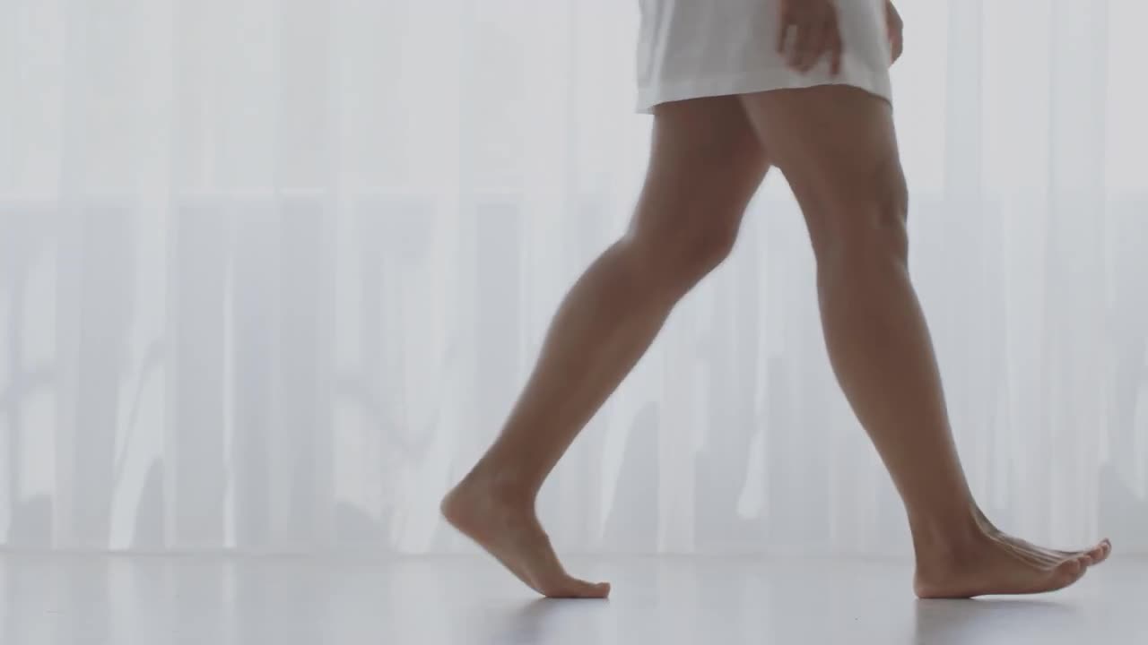 Walking Barefoot At Home Stock Video Motion Array