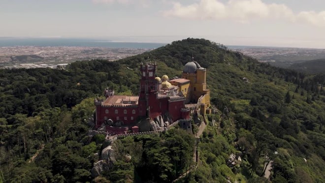 Pena Palace and Park, Sintra, Portugal, 4K 