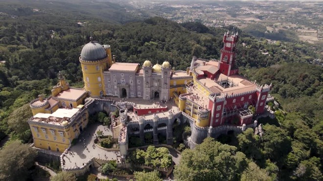 Pena Palace and Park, Sintra, Portugal, 4K 