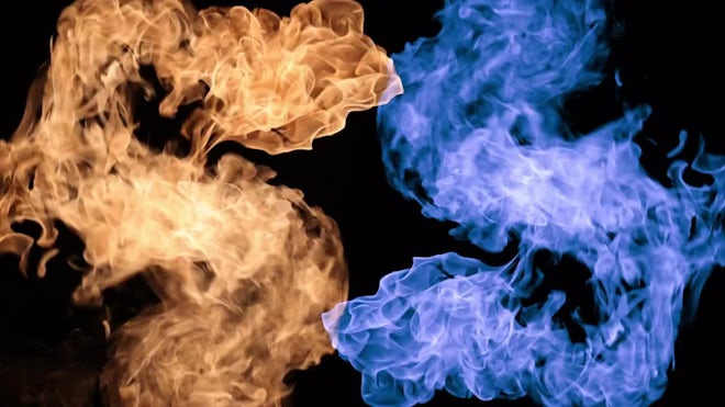 Orange And Blue Fire - Stock Video | Motion Array