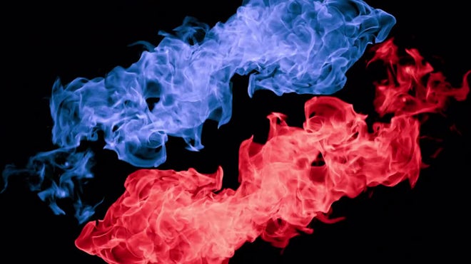 blue and red flames real