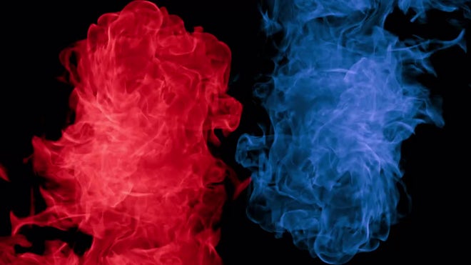 red and blue fire flames