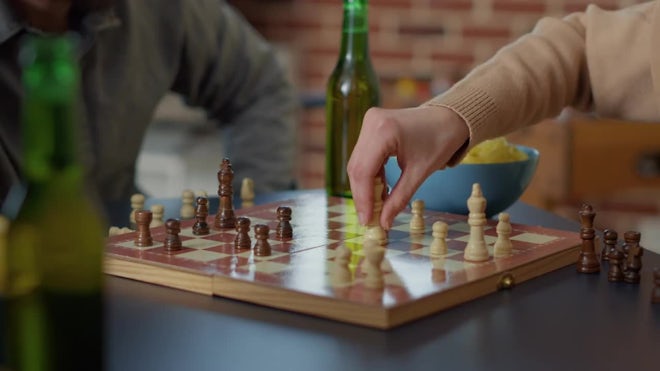 Man thinking about next chess move gets checkmate - Free Stock Video