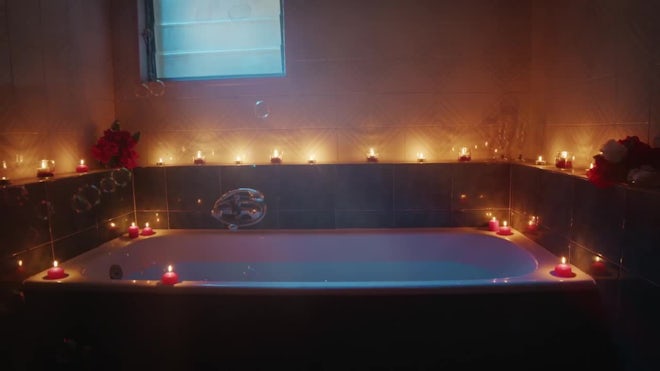 Romantic Bath Tub With Candle - Stock Video