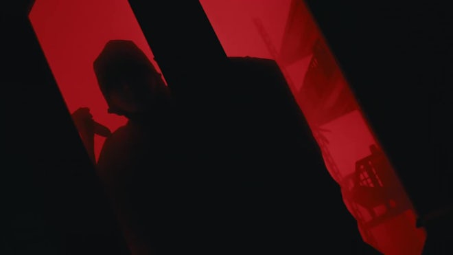 Creepy Man In Red Room With Knife - Stock Video | Motion Array