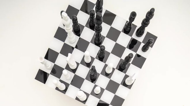 Top Down of Chess Game with Pieces in Starting Position, Moving Closer,  Lifestyle Stock Footage ft. chess & pieces - Envato Elements