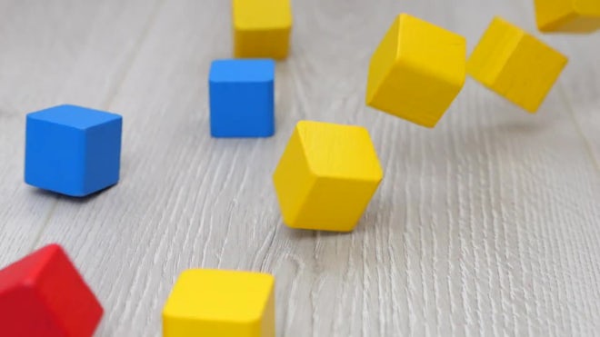 Cubes. Falling blocks style. Multicolored falling blocks blocks