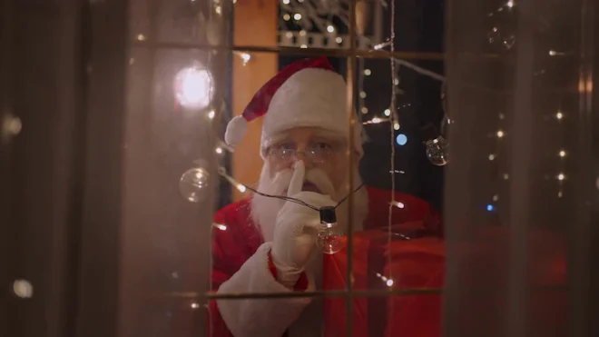 Santa Looking Through Window Christmas Santa Claus Looks Out Window