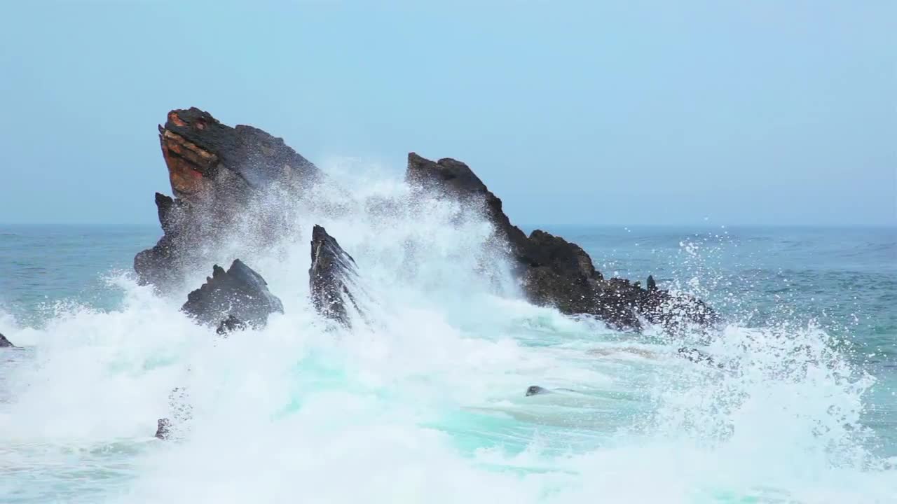 Ocean Waves Breaking On Rocks - Stock Video | Motion Array