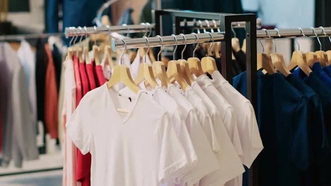 Interiors Of Empty Clothing Shop In Shopping Stock Footage SBV