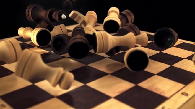 Chess Pieces Fall On The Chessboard - Stock Video