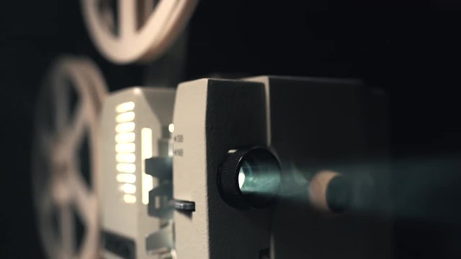 Vintage 8mm Film Projector Rotating Reels Stock Footage Video (100