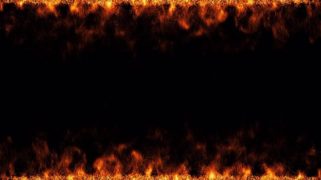 Burning Fire Line Frame On Black - Stock Video