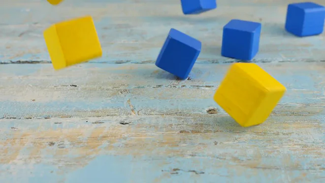 Building Blocks Falling Over Falling Toy Building Blocks Stock Video