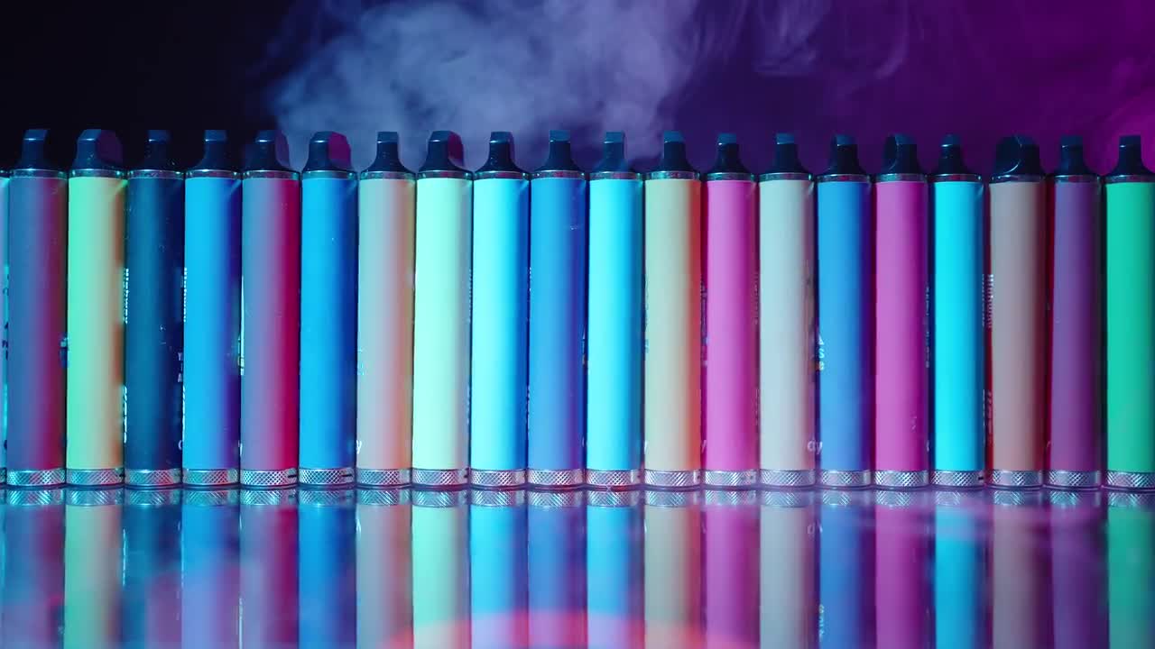 E Cigarettes And Vapes Smoke Neon Light Stock Video Motion Array