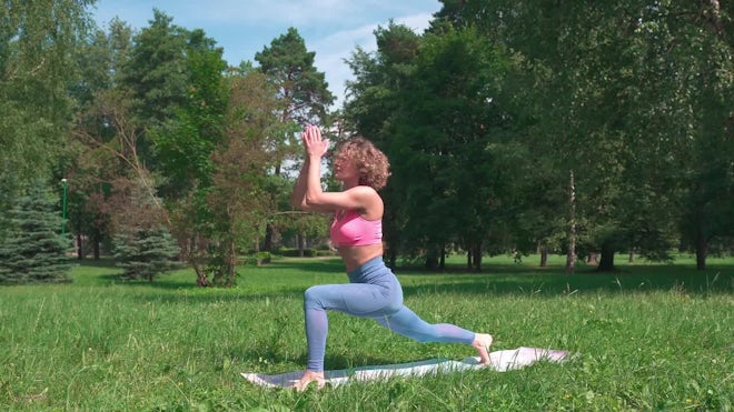 In a modern wellness yoga studio woman w, Stock Video