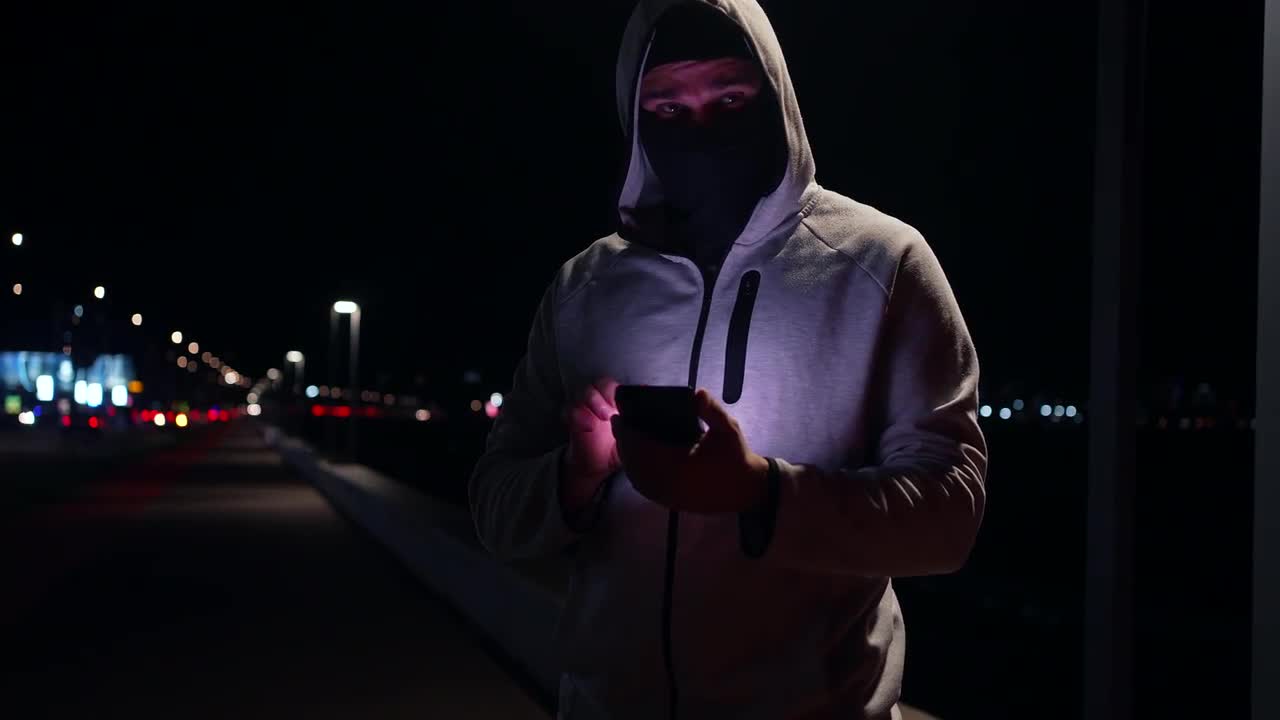 Portrait Of A Criminal Bandit Hacker - Stock Video | Motion Array