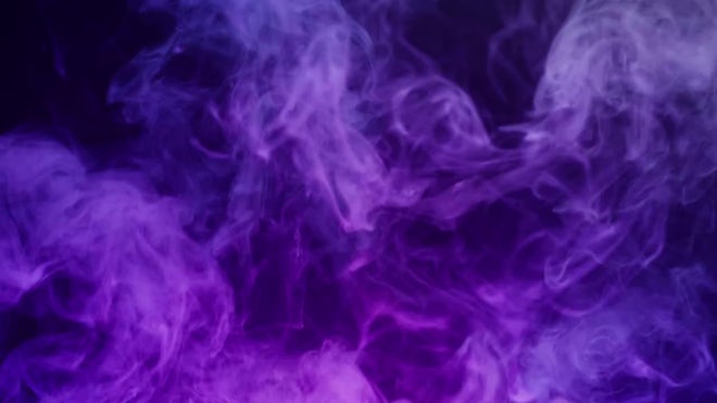 Smoke Texture On Black Background In Blue Neon Light